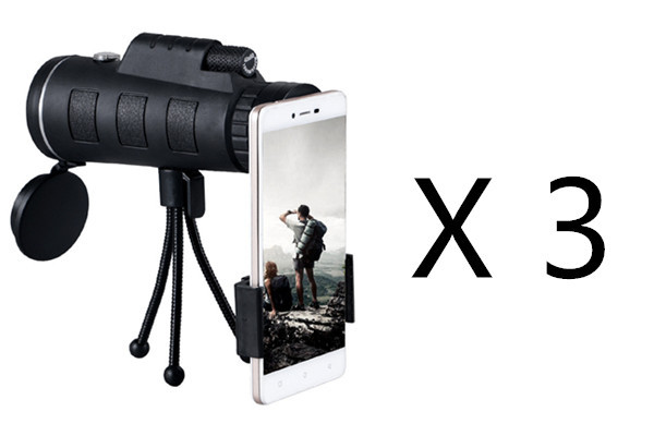 Compatible with Apple, Monocular Telescope Zoom Scope with Compass Phone Clip Tripod - Image 9