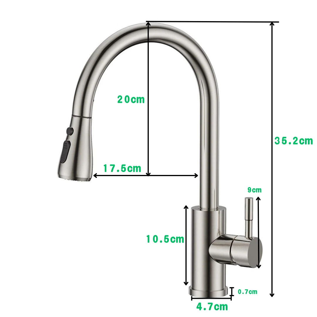 Pulling Faucet, Kitchen Sink Mixing Faucet, Pull-out Nozzle, Single Handle Faucet - Image 4